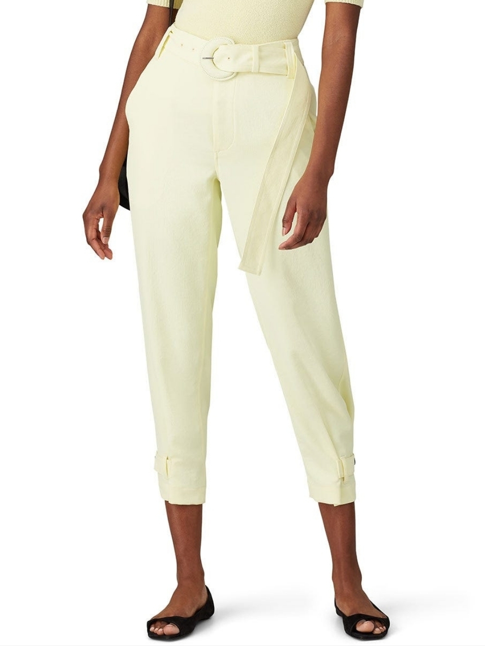 Proenza Schouler Light Yellow Belted Rumpled Pique Pants 6